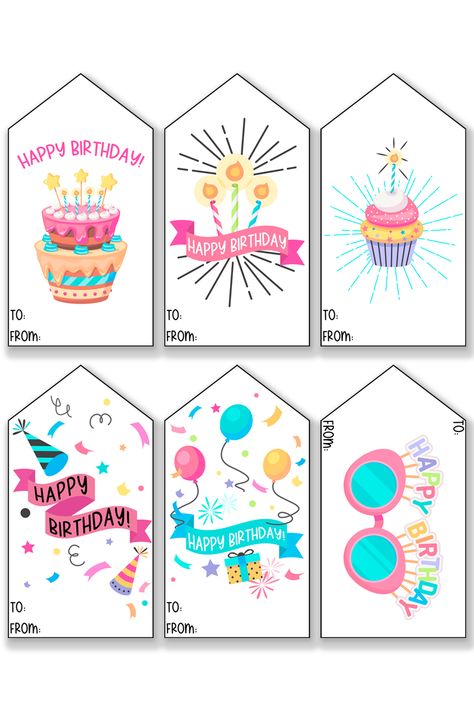 Gift Tag Birthday, Birthday Tags Free Printable Editable, Happy Birthday Gift Tags Printable Free, Birthday Tags Free Printable, Free Printable Gift Tags Birthday, Free Birthday Gift Tags, Gift Tags Ideas, Classroom Birthday Gifts, Free Printable Favor Tags