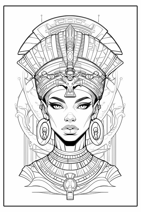 Egyptian Drawings, African Tattoo, Egypt Tattoo, Egyptian Tattoo, Adult Coloring Designs, Tattoo Stencil Outline, Tattoo Design Book, Desenho Tattoo, Outline Drawings