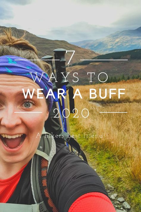 A buff is a must-have piece of kit for hikers. Here are 7 different ways to wear one in 2020! Hiking Headband Style, Buff Hairstyles Women, Buff Headband, Hiking Hats For Women, Hiking Headband, Hiking Hair, Hair Buff, Hair Stules, Buff Headwear