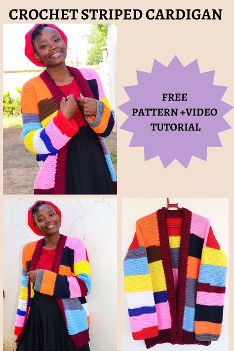 crochet scrap yarn cardigan Scrap Yarn Cardigan, Cardigan Pattern Free, Yarn Cardigan, Crochet Cardigan Free, Cardigan Crochet Pattern, Back Post Double Crochet, Mattress Stitch, Scrap Yarn, Front Post Double Crochet