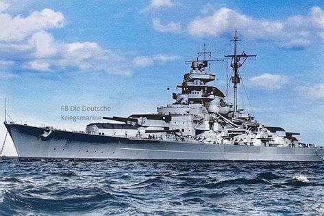 German battleship Tirpitz (artwork.com) 03.2021 (War Art) Colorized History, Battle Ships, Marine Art, Naval History, German Tanks, Navy Ships, Boats, Sailing, Bridge