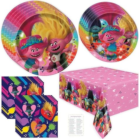 Amazon.com: Unique Trolls Birthday Party Decorations Set for 8 Guests – Trolls Plates and Napkins, Table Cloth, Checklist - Trolls Party Decorations, Trolls Party Supplies : Toys & Games Trolls Birthday Party Decorations, Trolls Table Centerpieces, Trolls Disco Party, Trolls Dinner Food, Trolls Party Decorations, Trolls Birthday Table Set Up, Trolls Dinner And A Movie, Trolls Party, Trolls Birthday Party