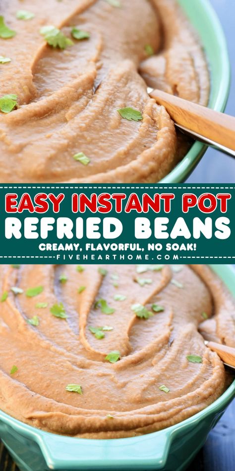 Instant Pot Refried Beans are creamy, flavorful, and effortless to make in the pressure cooker, with no soaking required. This homemade refried beans recipe is the perfect side dish for all of your favorite Mexican food. You'll never wonder how to make refried beans again! Restaurant Style Refried Beans, Pressure Cooker Refried Beans, Instant Pot Refried Beans Recipe, Instant Pot Refried Beans, Make Refried Beans, Homemade Refried Beans, Refried Beans Recipe, Homemade Beans, Best Guacamole Recipe