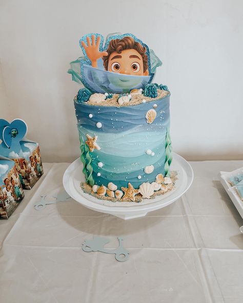 Luca Birthday Cake Ideas, Luca Themed Cake, Luca Cake Disney, Luca Cake Ideas, Disney Luca Birthday Party Ideas, Luca Theme Birthday Party, Luca Birthday Cake, Luca Birthday Party Ideas, Luca Party