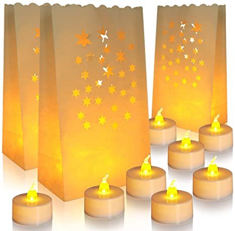 ANZOME Flameless Tea Lights with 30 Packs Luminary Bags, 30 Battery Operated LED Unscented Tea Lights Fake Tea Candles with Realistic Flames, Weddings, Parties, Festivals Luminary Bags, Luminaries Bags, Candle Bags, Fake Candles, Flameless Tea Lights, Christmas Weddings, Led Tea Lights, Garden Candles, Tea Candles