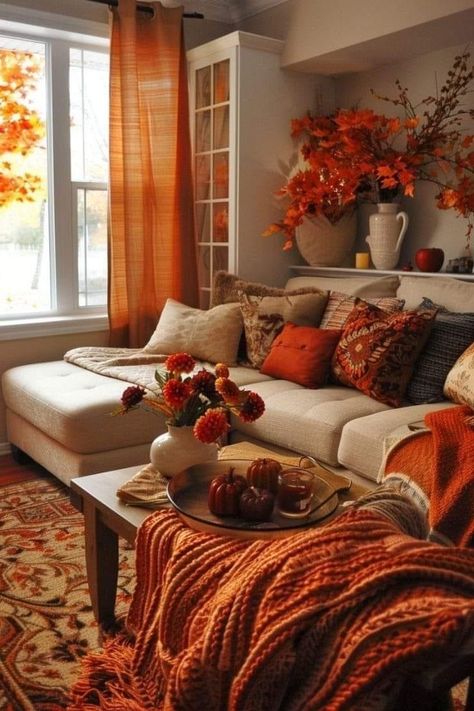 Fall Living Room Decor Autumn, Everything Autumn, Western Living Room Decor, Minimalist Holiday Decor, Fall Apartment Decor, Western Living Room, Autumn Living Room, Autumn Cottage, Fall Bedroom Ideas