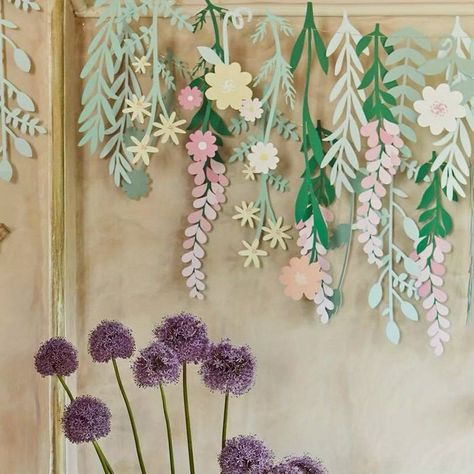 Spring Floral Party Decorations, Paper Flower Garland Backdrop, Backdrop For Photos, Balloon Curtains, Snowflake Embroidery, Flower Ice, Pastel Party, Giant Balloons, Floral Paper