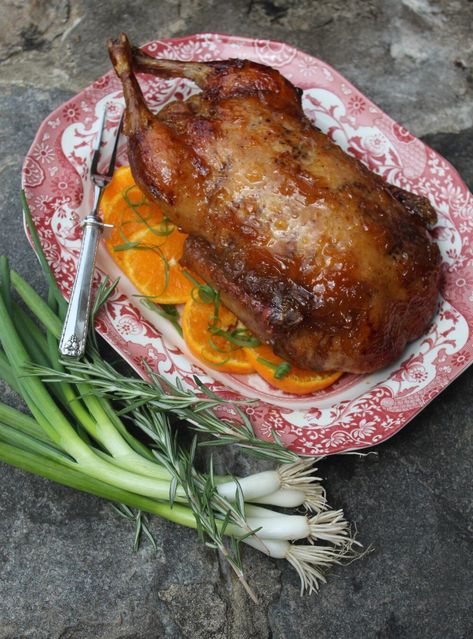 Duck a L’Orange — TANGIE HOLIFIELD Duck A La Orange, Pekin Duck, Enamel Dutch Oven, Steamed Asparagus, Favorite Dinner, Roast Duck, Orange Sauce, Favorite Recipes Dinner, Taste Made