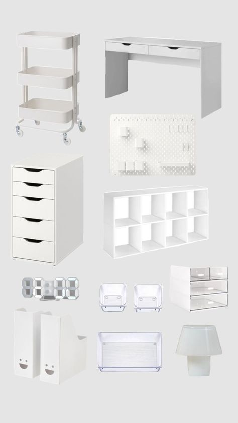 White Aesthetic Office Room, Small Room Organization Aesthetic, Desk Ispo, Aesthetic Home Decor Items, Cute Desk Ideas Aesthetic, White Aesthetic Room Ideas, Room White Aesthetic, Ideas Decoracion Habitacion, Aesthetic Room White