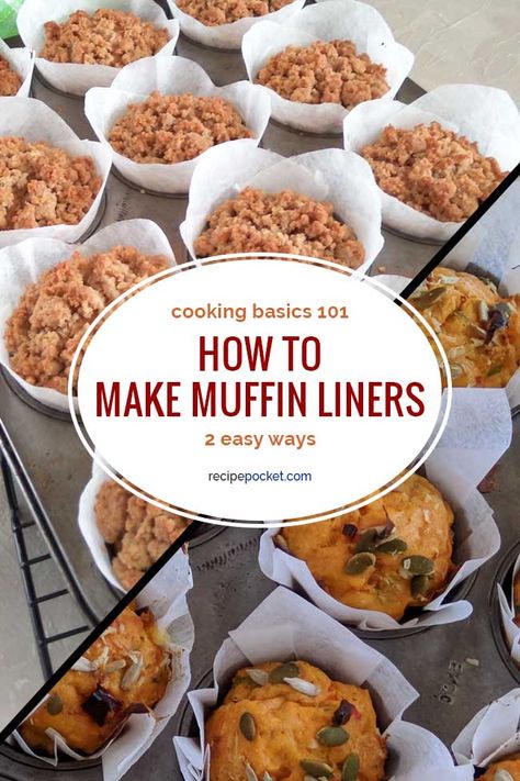 How To Make Parchment Paper Muffin Liners - 2 Easy Ways Diy Muffin Liners, Paper Muffin Liners, Dessert Inspiration, Recipes Potato, Muffin Papers, Making Bread, Kneading Dough, Easy Meal Ideas, Recipes Soup