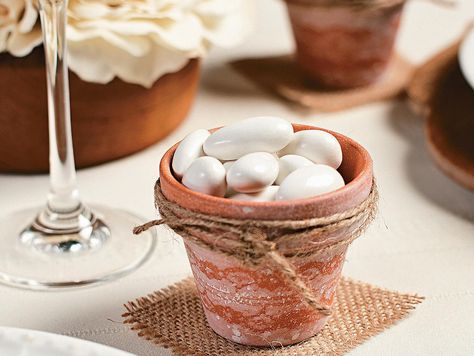 Lace Wrapped Mini Terra Cotta Pots Favor Idea Terracotta Pots Wedding, Mini Terra Cotta Pots, Mini Terracotta Pots, Pot Decor, Terra Cotta Pots, Western Party, Spring Decoration, Western Parties, Party Planning Ideas