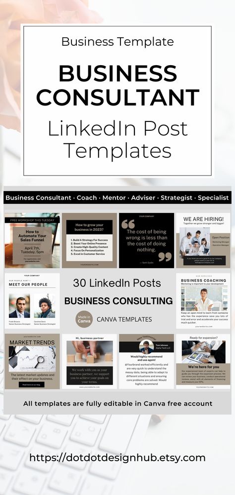 Business Consulting & Business Consultant LinkedIn Post Canva templates with Real Text for Linkedin marketing are made to save you time! This set of engaging social media templates for LinkedIn content are perfect for business consultant, business coach, business mentor, business adviser, individual professional or company providing services on business development. Linkedin Post Template, Linkedin Post Ideas, Linkedin Ideas, Business Consultant Services, Linkedin Content, Linkedin Post, Business Consulting Services, Linkedin Business, Multiple Income