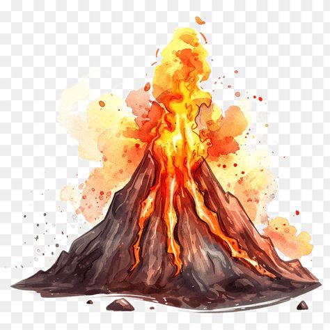 Volcano Eruption Watercolor Clipart Volcano Clipart, Moose Clipart, Moose Illustration, Penguin Clipart, Nature Illustrations, Volcano Eruption, Sunflower Clipart, Mountain Illustration, Vibrant Watercolor