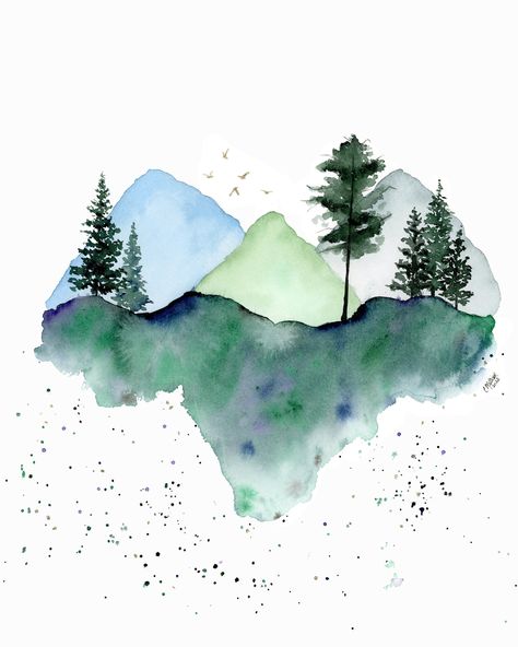 Dimpression à laquarelle Mountainscape Paysage de montagne - Etsy Canada Masculine Watercolor Paintings, Watercolor Mountains Tutorial, Adventure Watercolor, Watercolor Minimalist Art, Blue Ridge Mountains Art, Mountains Watercolor, Mountain Watercolor, Watercolor Nature, Watercolor Landscapes