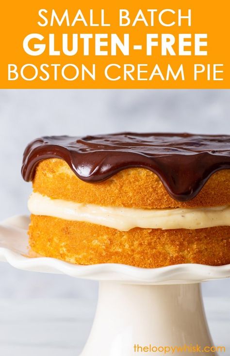 Gluten Free Boston, The Loopy Whisk, Loopy Whisk, Boston Cream Pie Recipe, Boston Cream Cake, Gluten Free Vanilla Cake, Polenta Cake, Eggless Cakes, Pastry Cream Filling