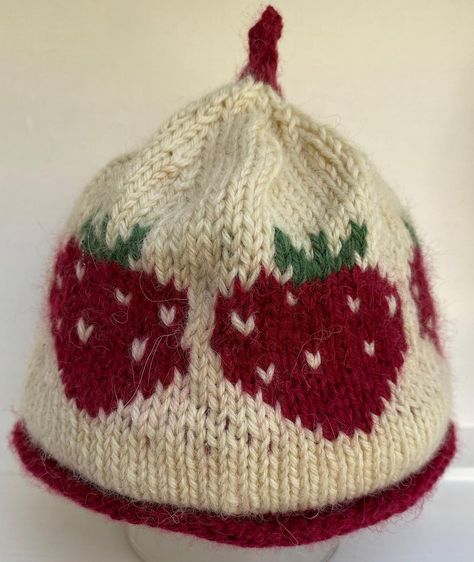 Baby/ Toddler strawberry or cat beanie Knitting pattern by Monica  Russel Beanie Knitting Pattern, Beanie Knitting, Cat Beanie, Knitting Pattern, Strawberries, Baby Toddler, Knitting Patterns, Knitting, Pattern