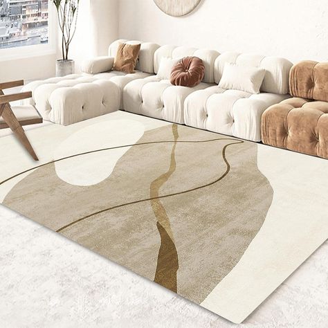 https://amzn.to/3snMXz8 Apartment Rugs, Bohemian Style Home, Apartment Dining Room, Living Room Apartment, Area Rug Brown, Retro Living Rooms, Soft Modern, Abstract Area Rug, Low Pile Carpet