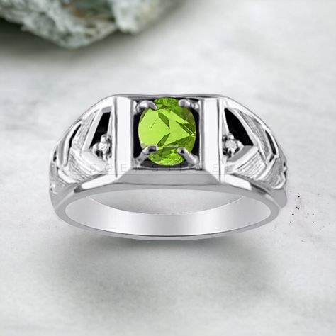 August Jewelry, Victorian Ring, Handmade Engagement Rings, Ring Wedding Band, Victorian Rings, Female Male, Gem Ring, Peridot Gemstone, Green Gemstones