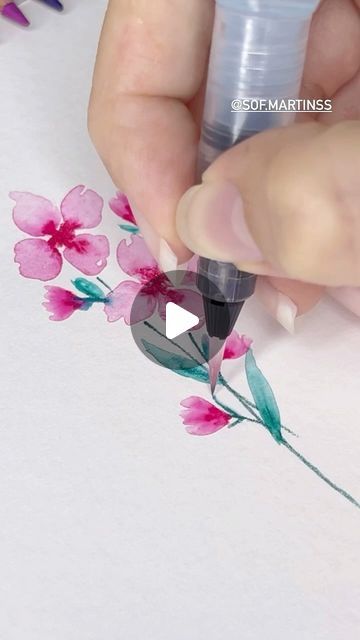 Sof (Sophia Martins) on Instagram: "My favorite technique ever: watercolor ❤️ . Minha técnica favorita da vida: aquarela ❤️  #watercolor #acuarela #easydrawings" Watercolor Markers Tutorials, Learning Watercolor, Watercolor Pencils Techniques, Painting Methods, Colour Flowers, Watercolor Flowers Tutorial, Watercolor Pencil, Water Colours, Watercolor Painting Techniques