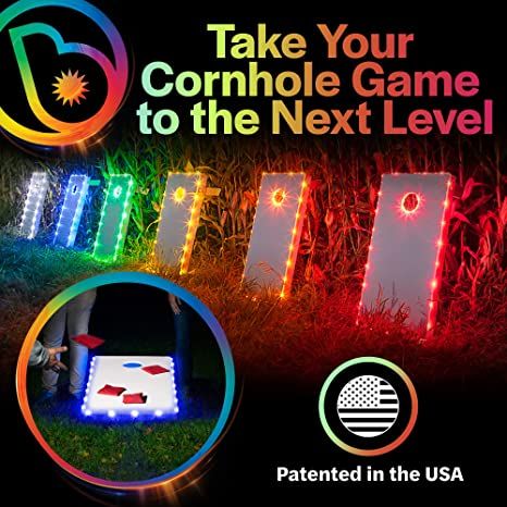 Take your corn hole game to the campsite and play at night with these lights added to your boards. Camping Games For Adults, Cornhole Lights, Cornhole Tournament, Backyard Sports, Bean Bag Games, Custom Cornhole Boards, Bean Bag Toss Game, Bag Toss Game, Cornhole Board