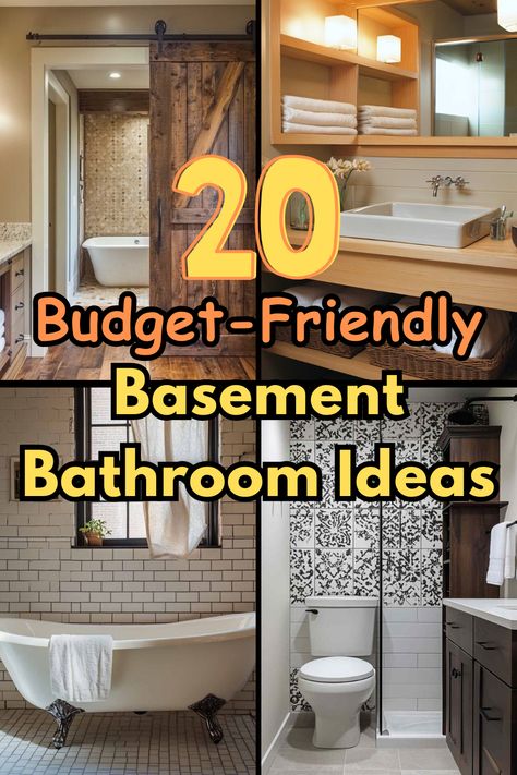 Discover clever design tips, smart storage hacks, and brightening tricks that turn your basement bathroom into a cozy and inviting retreat. #BasementBathroom #BathroomIdeas #BasementRenovation #HomeDesign #InteriorInspiration Budget Basement Bathroom, Basement Bedroom And Bathroom Layout, Basement Bathrooms Remodel, Fitness Studio Bathroom Design, Rustic Basement Bathroom, Basement Spa Bathroom, Adding A Bathroom In Basement, Unfinished Basement Bathroom Ideas, Basement Bathroom No Window