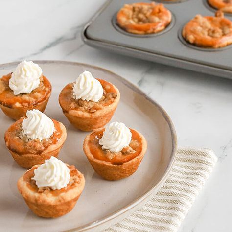 Mini Pumpkin Tarts from Land O'Lakes Fall Dessert Recipes Pumpkin, Fall Dessert Recipes Apple, Pumpkin Tarts Recipe, Tassies Recipe, Pumpkin Pound Cake, Holiday Buffet, Cooking And Baking Recipes, Pumpkin Tarts, Pumpkin Banana Bread