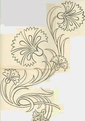 carnation Art Nouveau Tattoo, Motif Art Deco, Pola Sulam, Turkish Art, Crewel Embroidery, Embroidery Inspiration, Hand Embroidery Designs, Painting Patterns, Fabric Painting