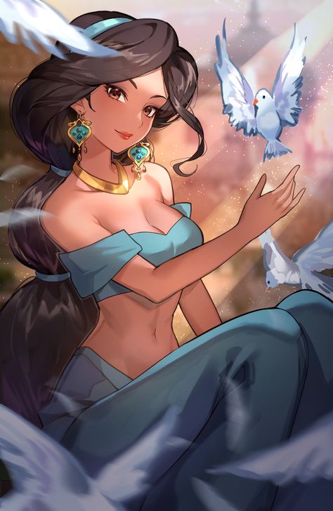 Princess Jasmine Art, Aladdin Art, Jasmine Aladdin, Disney Character Art, Disney Cute, Disney Pixar Characters, Animation Disney, Disney Princess Jasmine, Disney Princess Artwork