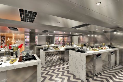 Is cruise giant Carnival going upmarket? You might think so after a peek at the low-cost cruise operator’s latest shipboard attraction, a high-end cooking classroom of the sort that’s typically only found on the fanciest cruise vessels. For more TPG news delivered each morning to your inbox, sign up for our daily newsletter. Dubbed Carnival … Carnival Panorama, Mexican Riviera Cruise, Carnival Ships, Carnival Cruises, Cooking In The Classroom, Kitchen Studio, Carnival Cruise Line, Cooking Supplies, The Carnival