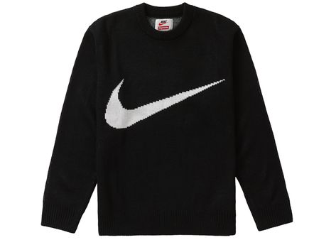 SUPREME NIKE SWOOSH SWEATER BLACK. #supreme #cloth Supreme Sweater, Supreme X Nike, Supreme Clothing, Sweater Nike, Supreme Streetwear, Supreme Nike, Nike Sweaters, Nike Sweater, Streetwear Clothing