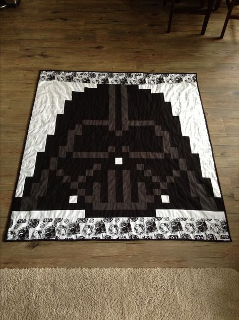 Darth Vader quilt I made. I adapted a pearler bead pattern to make the quilt. Star Wars Quilts, Darth Vader Quilt, Novelty Quilts, Diy Star Wars, Star Wars Quilt, Disney Quilt, Diy Star, Get Ready For Christmas, Nursery Quilt