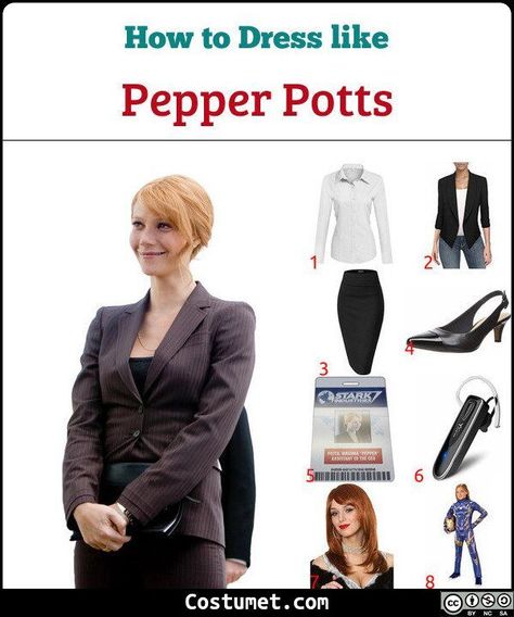 Pepper Pots Costume, Pepper Potts Costume, Iron Man Halloween Costume, Iron Man Costume, Tony And Pepper, Ironman Costume, Bluetooth Earpiece, Avengers Outfits, Pepper Potts