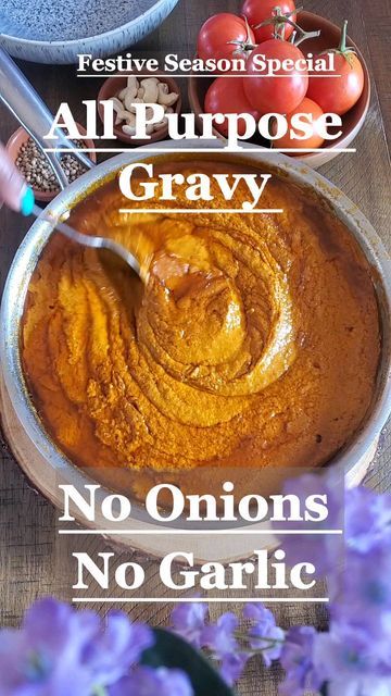 Lajjue 🇮🇳 + 🇨🇦 on Instagram: "All Purpose Gravy ~ No Onions & No Garlic ~ Save it 📌📌 Festive Season Special ✨️ Follow @myfoodforthesoul 👍👍 This versatile Gravy is so good that you can make ahead of time refrigerate it for couple weeks or freeze for a few months. You can make count less dishes with this Gravy Ingredients: ● 10-12 Medium Tomatoes or 3 Extra Large ~ Blanched ● 2-3 Green Chilis Chopped ● 2-3 Medium Green Bell Peppers ● 5 inch Ginger Chopped ● 1/4 tsp Turmeric Powder ● 15-2 All Purpose Gravy Recipe, Paneer Curry Recipes, Paneer Curry, Vegetarian Gravy, Green Chilis, Jain Recipes, Gravy Ingredients, Onion Gravy, Turmeric Powder