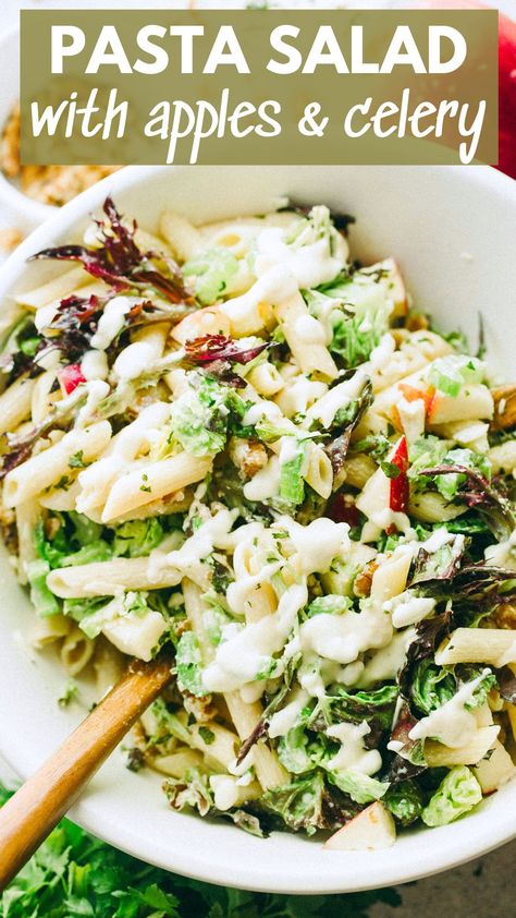 Celery Pasta Salad, Apple Pasta Salad Recipes, Pasta Salad With Apples, Pasta Salad With Celery, Apple Pasta Salad, Celery Pasta, Penne Pasta Salad, Penne Pasta Salads, Easy Bbq Side Dishes