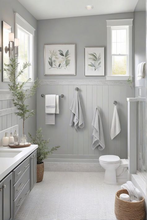 Looking to enhance your bathroom with a touch of timeless beauty? Dive into our daily routine with Classic Gray (OC-23) to elevate your interior design game! #Ad #homedecor #homedesign #bathroom #Painthome interiorarchitecture best Wall Colors for Bathroom Colors Bright Room Colors best colors combinations bathroom bathroom Remodeling Modern Paint Colors 2024 Gray Bathroom Cabinets Wall Color, Bathroom Light Gray Walls, Gray Bathroom Ideas Colour Palettes, Bathroom Paint Colors 2024, Bathroom Paint Colors Benjamin Moore, Gray Bathroom Ideas, Paint Colors 2024, Bright Room Colors, Grey Marble Bathroom