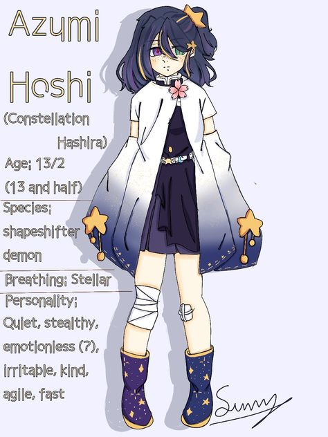 #kny #knyocs #digitalart #sunnysart OK OK EVERYONE THIS IS ME TALKING, I MADE THIS LIKE 7 MONTHS AGO AND I HAVE A NEW OC HERE IN THIS ACC PLS GO SEE IT! Star Hashira Oc, Kny Hashira Oc, Female Hashira, Moon Hashira, Anime General, Cookierun Kingdom, Kny Ocs, Kny Oc, Oc Ideas