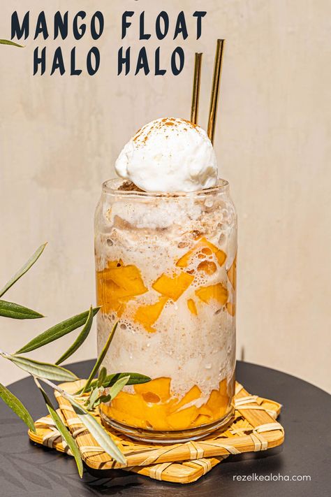 Mangjo Float Halo Halo Halo Halo Recipe Filipino Desserts, Filipino Ice Cream, Mango Graham Float, Halo Halo Recipe, Halo Halo Dessert, Filipino Sweets, Mango Graham, Mango Float, Filipino Dessert Recipes