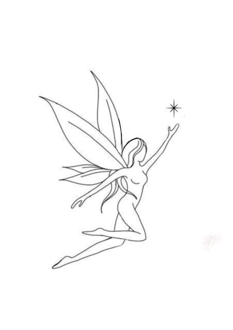 Fairy Fineline Tattoo, Tiny Fairy Drawing, Fine Line Fairy Tattoo, Ballerina Tattoo, Fly Drawing, Fairy Drawings, Tiny Tattoo, Fairy Tattoo, Sun Tattoo