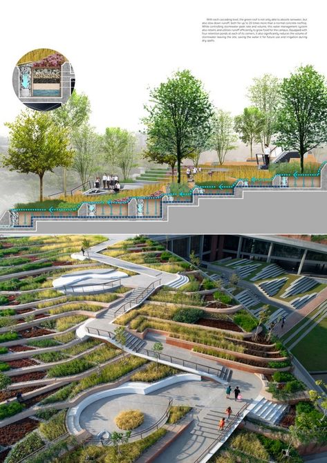 Urban Rooftop, Urban Heat Island, Urban Landscape Design, Landscape Architecture Design, Green Architecture, Parking Design, Urban Farming, Sustainable Architecture, Architecture Presentation