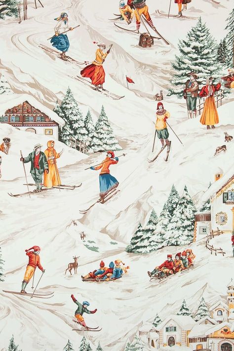 Pierre Frey Wallpaper, Cabin Wallpaper, Pierre Frey Fabric, Toile Pattern, Christmas Gift Packaging, Pink Inspiration, Ski House, Free Printable Stickers, Ski Chalet