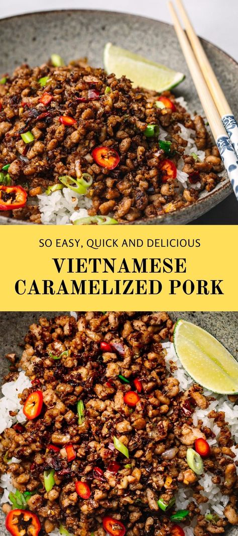 Pork Bowl Recipe, Pork Bowls, Pork Mince Recipes, Caramelized Pork, Pork Stir Fry Recipes, Ground Pork Recipes, Minced Meat Recipe, Pork Recipes For Dinner, Minced Pork