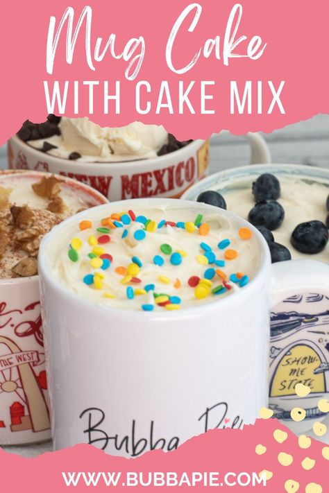 Mug Cakes Using Box Mixes, Cake Mug Recipe 3 Ingredients, Cake In A Mug Microwave With Box Cake, Dessert Recipes Easy Quick 3 Ingredients Simple Cake Mixes, Cake In A Mug With Cake Mix Boxes, Mug Cake From Box Cake, Mug Cake With Cake Mix Boxes, White Cake Mix Ideas, Mug Cake Microwave Easy 3 Ingredients