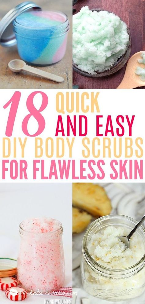 18 Quick and Easy DIY Body Scrubs for Flawless Skin | Looking for some homemade body scrubs? It turns out making your own DIY beauty products like body scrubs are super simple and smell fantastic! These homemade DIY body scrubs are really beneficial for the skin as they make the skin soft and smooth. #xokatierosario #bodyscrubs #DIYcrafts #homemadebodyscrubs Diy Body Scrubs, Easy Diy Body Scrub, Homemade Body Scrubs, Diy Beauty Products, Coffee Facial, Scrub Corpo, Diy Body Scrub, Homemade Lotion, Home Remedies For Hair