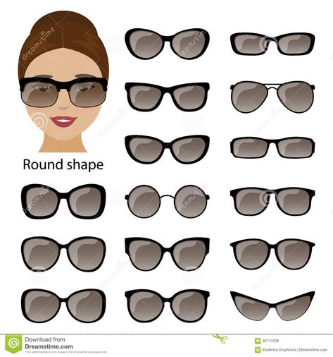 Spectacle Frames And Round Face Stock Vector - Illustration of portrait, object: 92741538 Diamond Face Shape Glasses, Chasma Frame, Face Shape Sunglasses, Glasses For Face Shape, Best Eyeglasses, Glasses For Your Face Shape, Diamond Face Shape, Women Face, Diamond Face