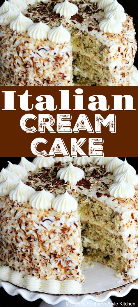 Citrus Cake Recipe, Coconut Food, Italian Cream Cake Recipe, Dessert Chef, Citrus Cake, Dessert Oreo, Rock Cake, Italian Cream Cakes, Italian Cream