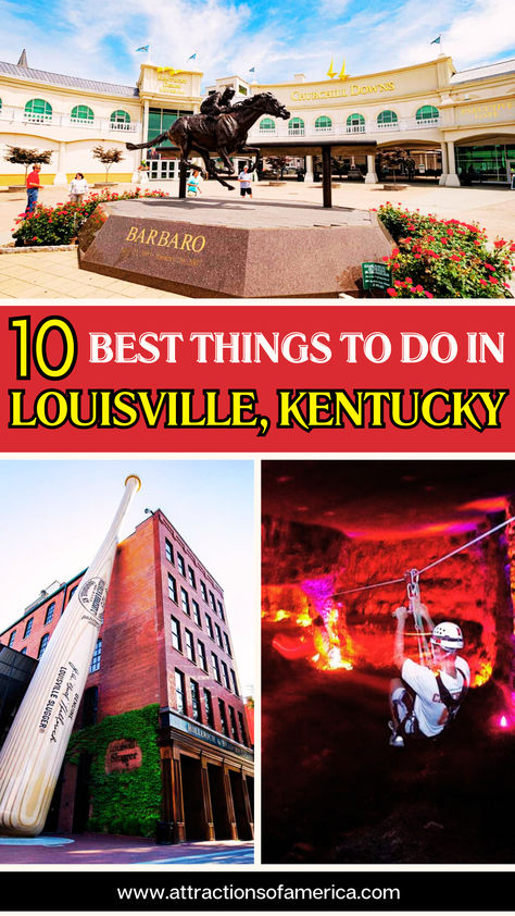 10 best things to do in Louisville, Kentucky with image of Louisville Slugger Museum, Louisville Mega Cavern, Kentucky Derby Museum. Things To Do In Louisville Ky, Things To Do In Kentucky Places To Visit, Louisville Kentucky Bachelorette Party, Kentucky Weekend Getaways, Elizabeth Town Kentucky, Louisville Kentucky Things To Do In, Things To Do In Kentucky, Visit Kentucky, Travel Kentucky