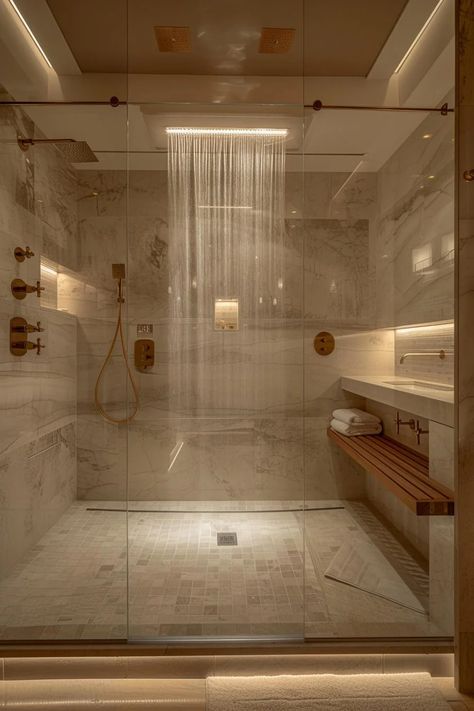 38 Luxury Bathroom Ideas for an Elegant Space Walk In Closet And Bathroom Combo, Big Luxury Bathroom, Luxury Bathroom Ideas Master Suite, Dream House Bathroom, Luxurious Bathroom Ideas, Luxury Ensuite Bathroom, Wetroom Bathroom, Big Bathroom Ideas, Grand Bathroom