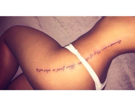 Hip Quote, Thigh Tattoo Quotes, Tattoo Hip, Waist Tattoos, Small Girly Tattoos, Foot Tattoos For Women, Hip Tattoos Women, Tasteful Tattoos, Pretty Tattoos For Women