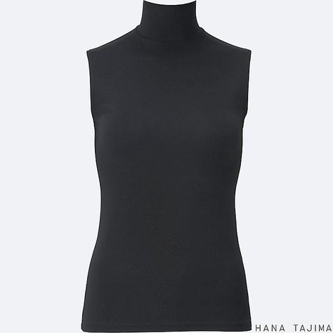 Hana Tajima, High Neck Sleeveless, Sleeveless Turtleneck, Sleeveless T Shirt, Black Turtleneck, Sleeveless Tshirt, Turtle Neck Top, Uniqlo, Basic Tank Top