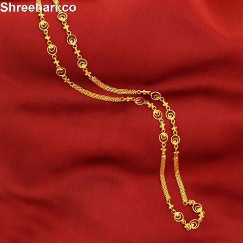 Gold Chain For Baby Girl, Women Gold Chain Designs, Gold Chain Designs For Women, Indian Gold Jewellery Design, Unique Gold Jewelry Designs, Gold Jewels Design, Black Beads Mangalsutra Design, Fancy Jewelry Necklace, Gold Jewelry Simple Necklace